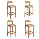 Conjunto 4 Banquetas Altas Capri para Bancada e Cozinha Design Moderno - Amêndoa