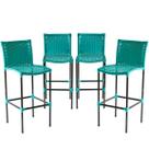 Conjunto 4 Banquetas Havaí em Fibra Sintética Artesanal para Bar, Balcão, Restaurante - Azul Turquesa