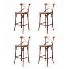Conjunto 4 Banquetas Katrina em Aço Cobre com Encosto e Corano para Bancada Gourmet Home - Bege Conjunto 4 Banquetas Katrina em Aço Cobre com Encosto e Corano para Bancada Gourmet Home - Bege