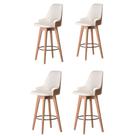 Conjunto 4 Banquetas Lary Decorativa Giratória Linha Alta-Frente Linho-Costas Sintético Marrom