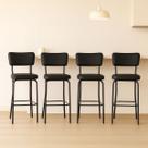 Conjunto 4 Banquetas Olivia Altura 73cm para Bar e Cozinha Preta com Assento Confortável Encosto Estofado