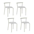 Conjunto 4 Banquetas Tubo Prata Napa Branca 105 Carraro