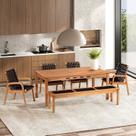 Conjunto 4 Cadeiras 1 Banco 1 Mesa 180cm - Varanda Coberta/Área Gourmet Traço Preto/Stain Jatobá/Cor