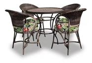 Conjunto 4 Cadeiras Arco-Baleno + Mesa Borda Trama Central Área Externa Jardim Piscina Varanda - Varanda Fibras