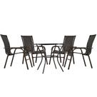 Conjunto 4 Cadeiras com Mesa Alta de Centro Bela em Fibra Sintética para Área de Lazer, Jardim, Varanda - Pedra Ferro