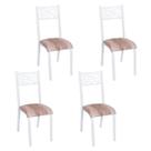 Conjunto 4 cadeiras cozinha jantar ciplafe jade tubo branco assento estofado Conjunto 4 cadeiras cozinha jantar ciplafe jade tubo branco assento estofado