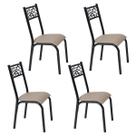 Conjunto 4 cadeiras cozinha jantar ciplafe jade tubo preto fosco assento estofado