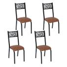Conjunto 4 cadeiras cozinha jantar ciplafe jade tubo preto fosco assento estofado