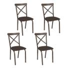 Conjunto 4 cadeiras cozinha jantar ciplafe karina tubo bronze assento estofado