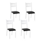 Conjunto 4 cadeiras cozinha jantar ciplafe luna tubo branco assento estofado preto