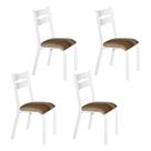 Conjunto 4 cadeiras cozinha jantar ciplafe luna tubo branco assento estofado