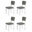 Conjunto 4 Cadeiras de Jantar Estofada em Madeira Maciça Ella Branco/Cinza