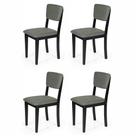 Conjunto 4 Cadeiras de Jantar Estofada em Madeira Maciça Ella Preto/Cinza