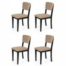 Conjunto 4 Cadeiras de Jantar Estofada em Madeira Maciça Ella Preto/Marrom Claro