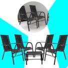 Conjunto 4 Cadeiras E Mesa de centro Bela para Área, Edícula, Fibra Sintética - PANERO - PRETO 06