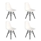 Conjunto 4 Cadeiras Eames Design Moderno Tubo de Ferro Preto Assento Branco