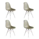 Conjunto 4 Cadeiras Eames Estilo Moderno em Ferro Branco com Assento Fendi