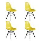 Conjunto 4 Cadeiras Eames Estilo Moderno em Ferro Preto com Assento Amarelo Conjunto 4 Cadeiras Eames Estilo Moderno em Ferro Preto com Assento Amarelo