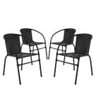 Conjunto 4 Cadeiras Happy Hour Varanda Área Sacada Edícula Empilhável Jardim Artesanal Preta