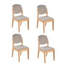 Conjunto 4 Cadeiras Luxo Isadora Madeira Maciça Amêndoa - Tecido Bouclé - Espuma D23 - Refinatto Conjunto 4 Cadeiras Luxo Isadora Madeira Maciça Amêndoa - Tecido Bouclé - Espuma D23 - Refinatto