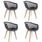 Conjunto 4 Cadeiras para Sala de Jantar Cozinha Web Pp Preto Wood