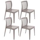 Conjunto 4 Cadeiras Plástico Empilhável Tramontina Victória com Encosto Horizontal Camurça Conjunto 4 Cadeiras Plástico Empilhável Tramontina Victória com Encosto Horizontal Camurça