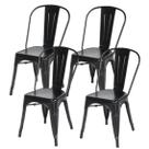 Conjunto 4 Cadeiras Tolix Iron Preto Fosco Restaurante Churrasco