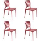 Conjunto 4 Cadeiras Tramontina Sofia Vermelha sem Braços com Encosto Vazado Horizontal 92237040