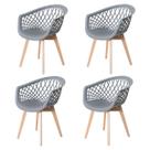 Conjunto 4 Cadeiras Web Brancas PP Base Madeira e Metal Suporta Design Moderno e Sofisticado 120kg Conjunto 4 Cadeiras Web Brancas PP Base Madeira e Metal Suporta Design Moderno e Sofisticado 120kg