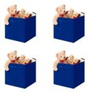 Conjunto 4 Caixas Organizadora Dobravel Multiuso Decoteam Azul