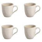 Conjunto 4 Canecas 273ml Cerâmica Porto Brasil Xícaras Resistentes Off White