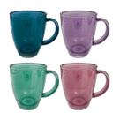 Conjunto 4 Canecas 350ml De Vidro Café Chá Coloridas Verona