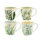 Conjunto 4 Canecas Chá Cerâmica 379ml Siena Folhas