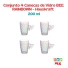 Conjunto 4 Canecas de Vidro BEE RAINBOWN 200ml - Hauskraft