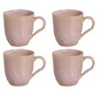 Conjunto 4 Canecas Rosa 273ml Orgânico Litchi Porto Brasil Xícaras Mesa Posta Café da Manhã