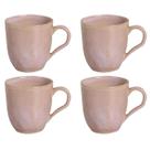 Conjunto 4 Canecas Rosa 273ml Orgânico Litchi Porto Brasil Xícaras Mesa Posta Café da Manhã