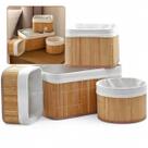 Conjunto 4 Cestos Organizadores Multiuso Bambu Elegância Praticidade Casa Sofisticado Funcional