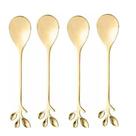 Conjunto 4 Colher Dourado de Aço Inox Para Aperitivos - Wolff
