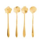 Conjunto 4 Colheres Chá Aço Inox Flores Dourado Wolff kit