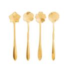 Conjunto 4 Colheres Chá Flores Aço Inox Dourado