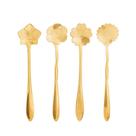 Conjunto 4 Colheres Chá Flores Aço Inox Dourado