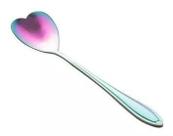 Conjunto 4 colheres coração aço inox para cha heart rainbow