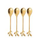 Conjunto 4 Colheres de Chá de Aço Inox Leaves Dourado - Wolff
