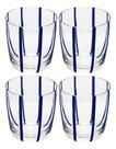 Conjunto 4 Copos Vidro Azura Listras Azul 300ml Wolff