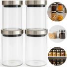 Conjunto 4 de Potes de Vidro Tampa Inox Belovidro Belakaza