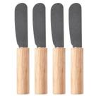 Conjunto 4 espátulas para manteiga com cabo de madeira 10 cm