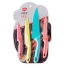 Conjunto 4 Facas Coloridas Aço Inox Cabo Plástico Chef