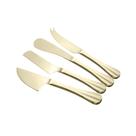 Conjunto 4 Facas para Queijo de Aço Inox Dourada Gourmet