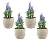 Conjunto 4 Lavanda Nevada Artificial Vaso Liso Decorativo
