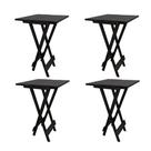 Conjunto 4 Mesa Bistrô de Madeira Dobrável Quadrada Reforçada para Varanda e Comércio Altas - Preto